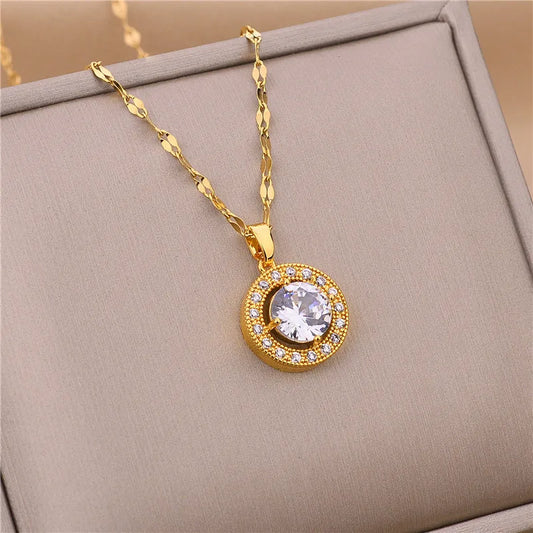 Brillance Céleste Necklace - 18k Gold - Zirconias