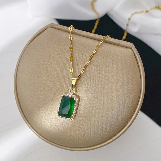 Émeraude Royale Necklace - 18k Gold - Zirconias - Emerald