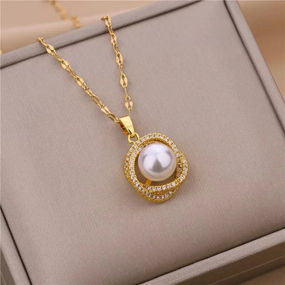 Colar Perle Enchantée - Ouro 18k - Zircónias - Pérola