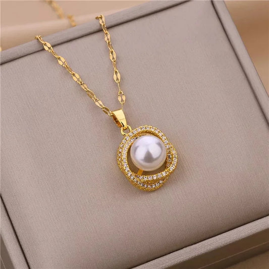 Colar Perle Enchantée - Ouro 18k - Zircónias - Pérola