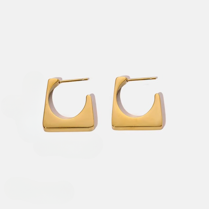 Brincos Square Luxe - Ouro 18k